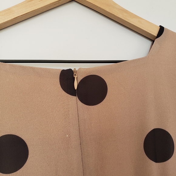 Amanda Uprichard Polka Dot Walsh Dress Tan Black Neutral SZ XS - Picture 4 of 6
